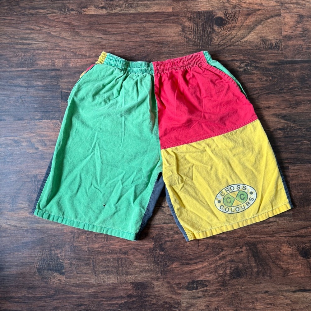 Vintage Cross Colours Shorts‎ S/M Color Block 90s Streetwear Hip Hop
